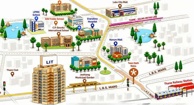 Adani LIT Teen Hath Naka - Location Map