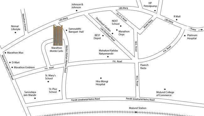Marathon Monte Carlo Mulund - Location Map