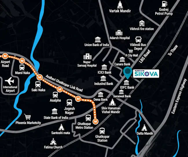 Ajmera Sikova Ghatkopar - Location Map