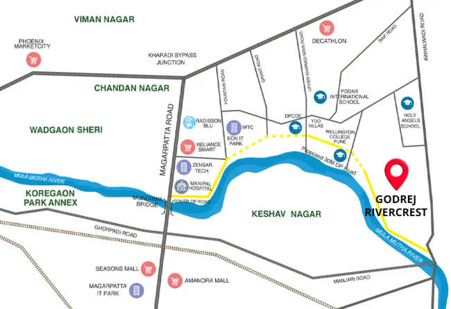 Godrej Rivercrest Kharadi - Location Map