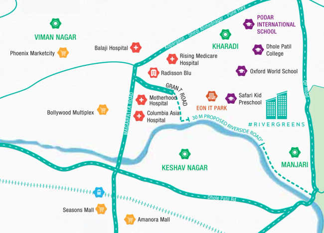 Godrej The Rivergreens Manjri - Location Map