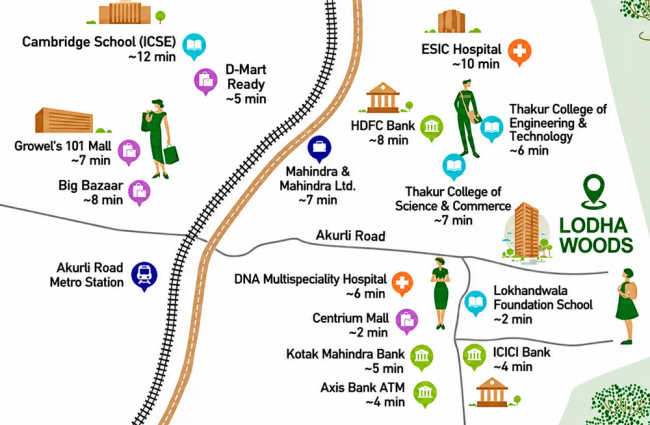 Lodha Woods Kandivali - Location Map