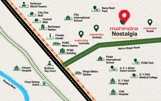 Mahindra Nestalgia Pimpri Chinchwad - Location Map