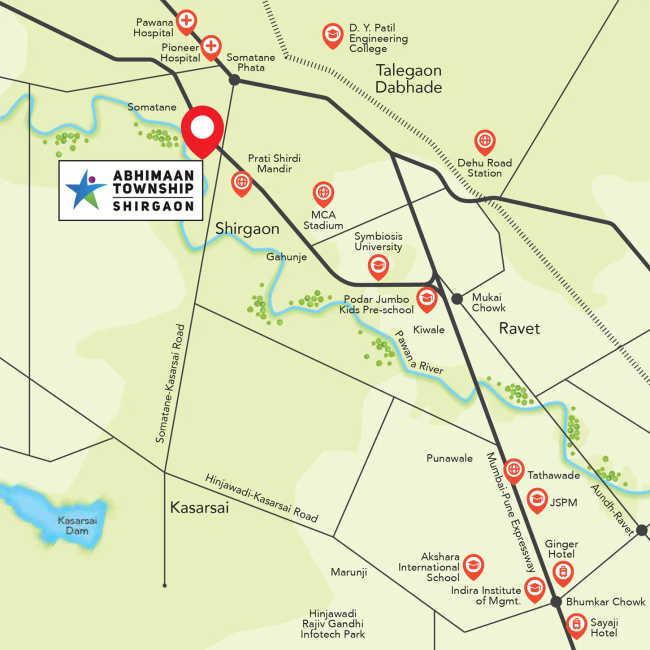 Kohinoor Abhimaan Homes Shirgaon - Location Map