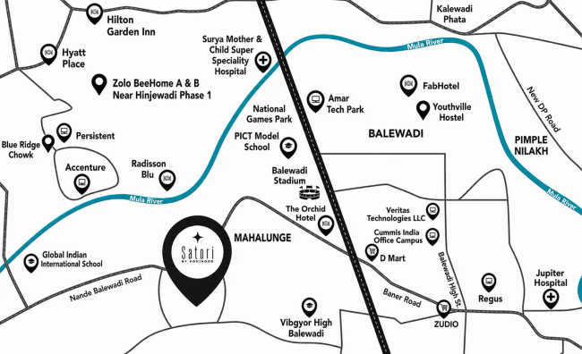 Kohinoor Satori Mahalunge Baner - Location Map