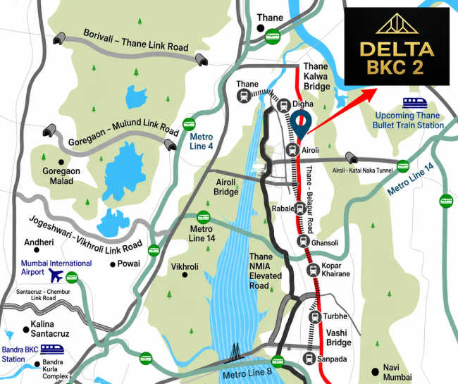 Delta BKC 2 Airoli - Location Map