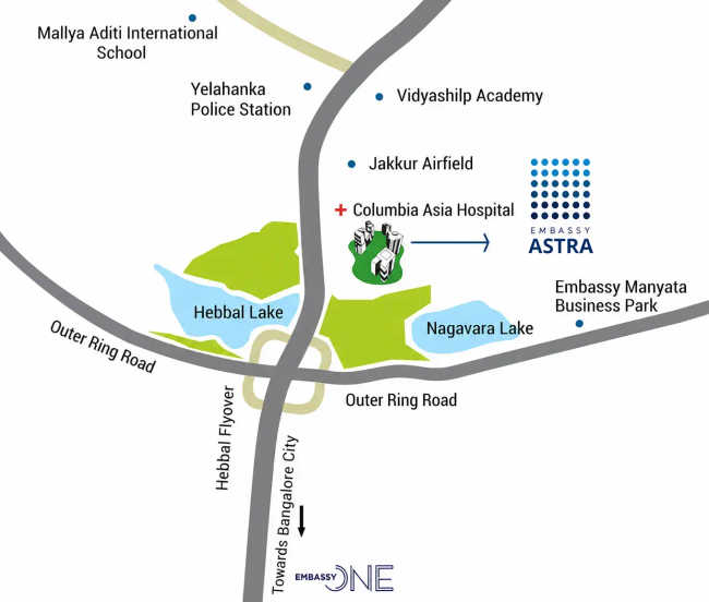 Embassy Astra Hebbal Kempapura - Location Map