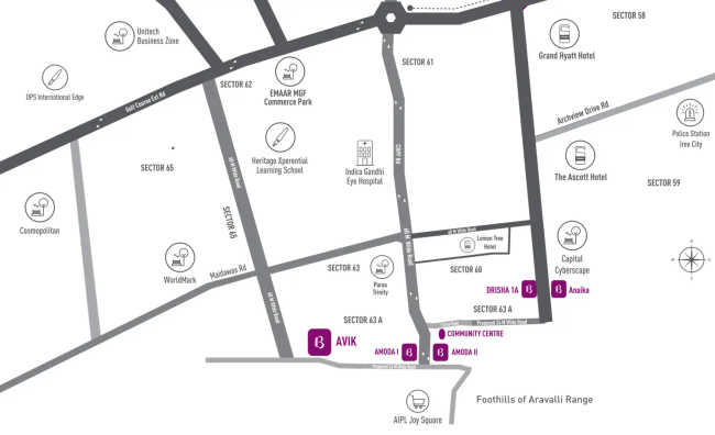 Birla Navya Avik Sector 63A - Location Map