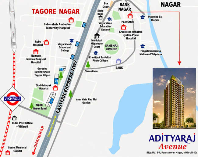 Adityaraj Avenue Vikhroli - Location Map