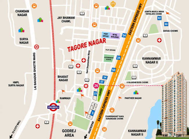 Adityaraj Shanti Sadan Vikhroli - Location Map