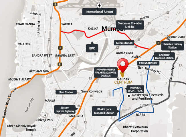 Raunak Centrum Sion - Location Map