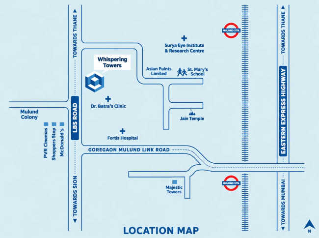 Whispering Towers Mulund - Location Map