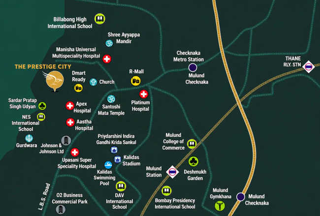 Prestige City Mulund - Location Map