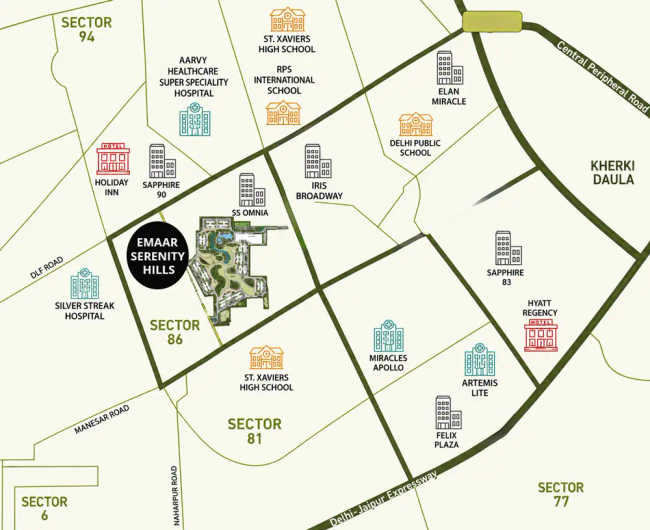 Emaar Serenity Hills Sector 86 - Location Map