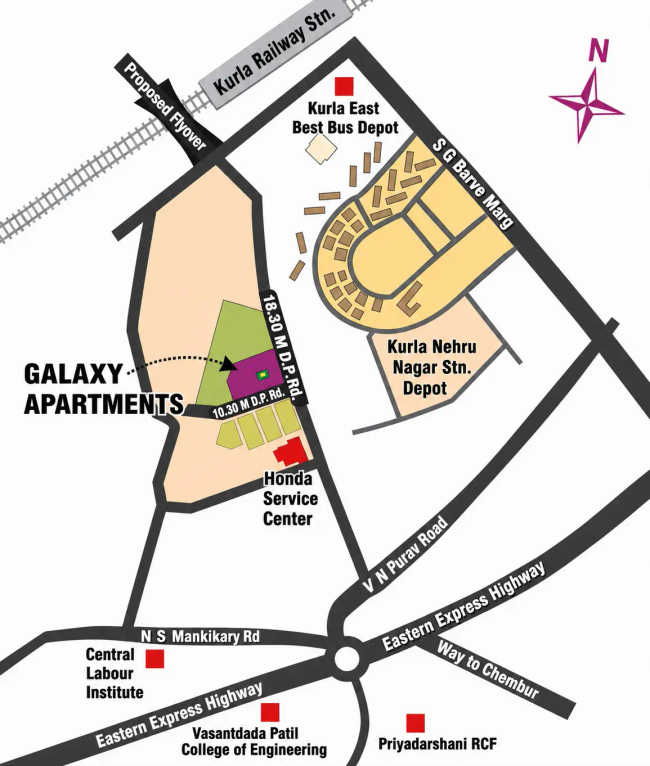 Galaxy Apartments Kurla - Location Map