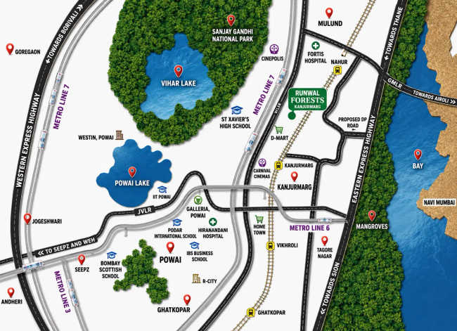 Runwal Forest Kanjurmarg - Location Map