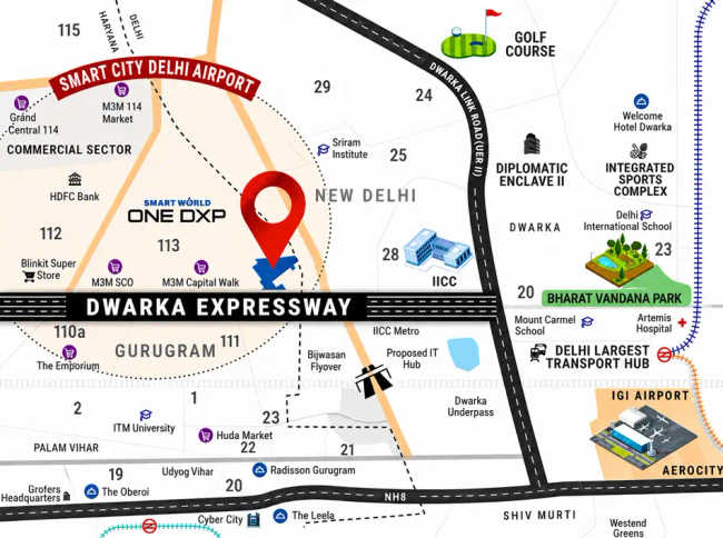 Smartworld One DXP Sector 113 - Location Map