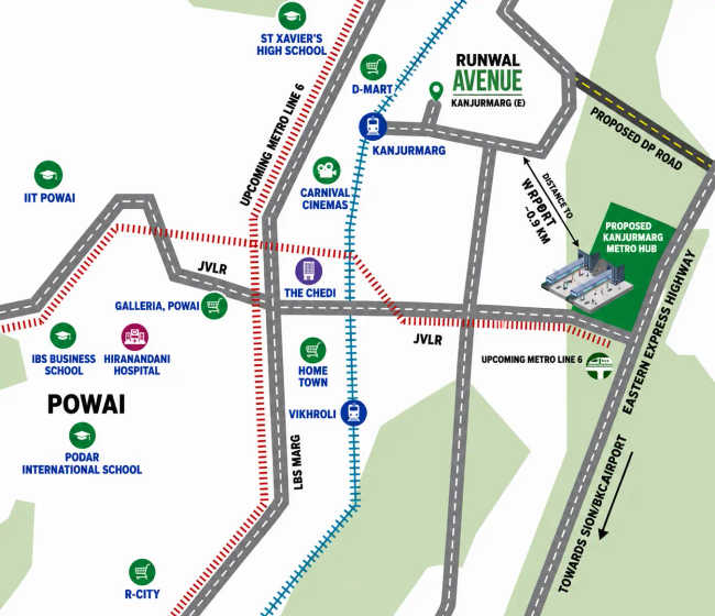 Runwal Avenue Kanjurmarg - Location Map