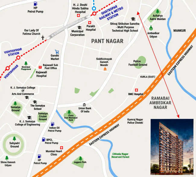 Adityaraj Saphalya Ghatkopar - Location Map