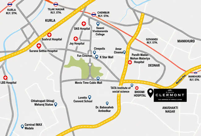 Purva Clermont Chembur - Location Map