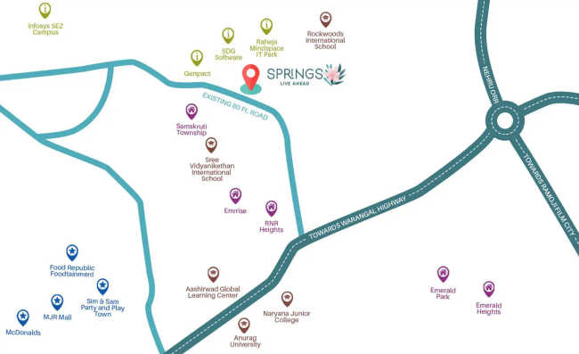 ASBL Springs Pocharam - Location Map