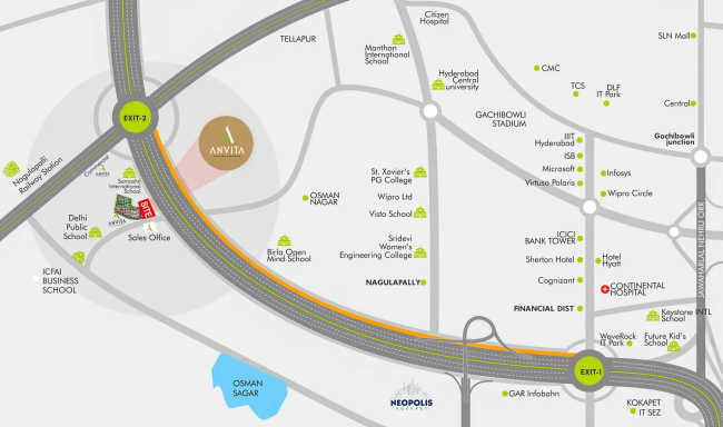 Anvita High 9 Tellapur - Location Map