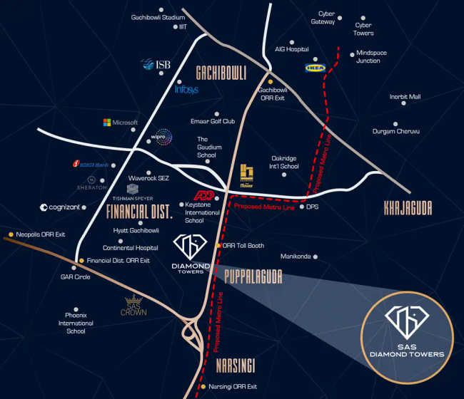 Sas Diamond Tower Financial District - Location Map