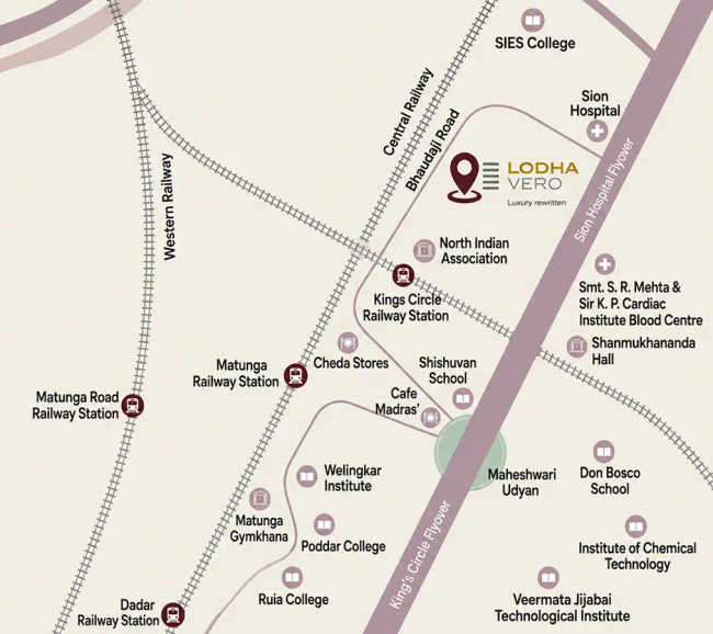 Lodha Vero Matunga - Location Map