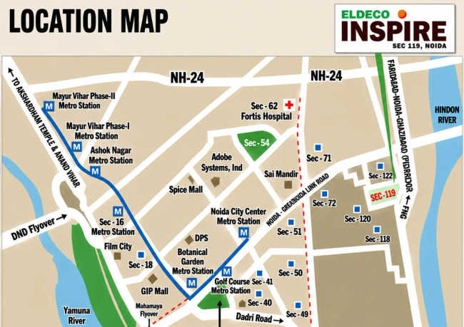 Eldeco Inspire Sector 119 - Location Map