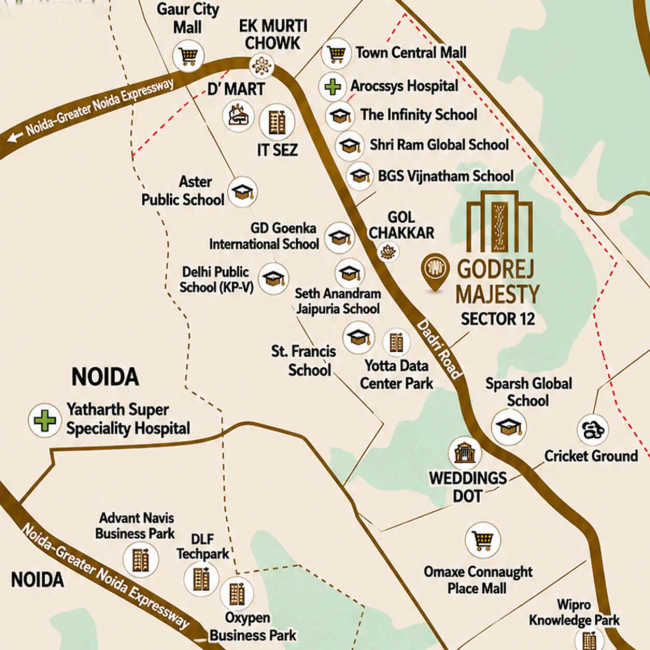 Godrej Majesty Sector 12 Greater Noida - Location Map