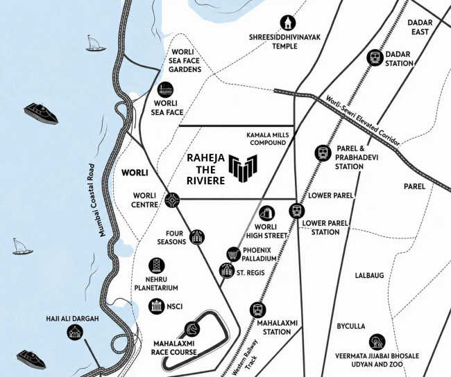 Raheja The Riviere Lower Parel - Location Map