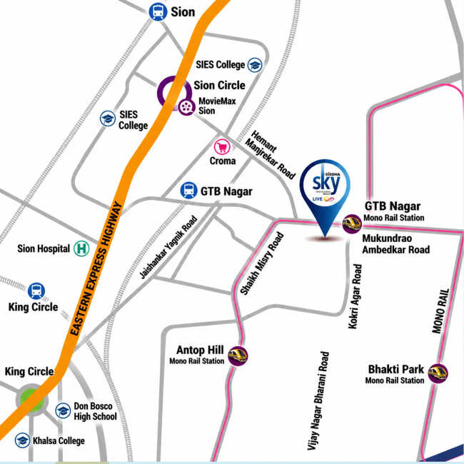 Siddha Sky Wadala - Location Map