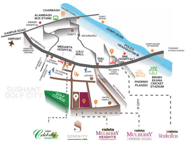 Rishita Serenity Sushant Golf City - Location Map
