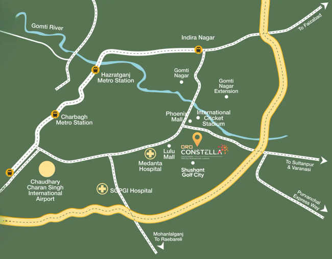 ORO Constella Sushant Golf City - Location Map