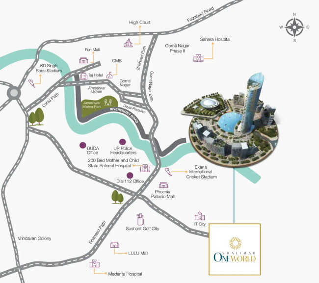 Shalimar One World Valencia Gomti Nagar - Location Map