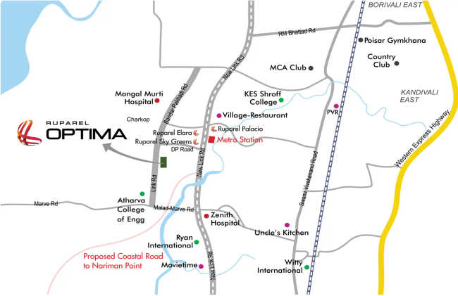 Ruparel Optima Kandivali - Location Map