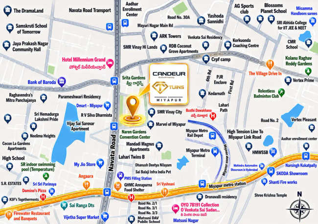 Candeur Twins Miyapur - Location Map