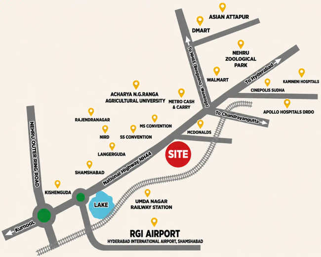 Gardens By The Brook Shamshabad - Location Map