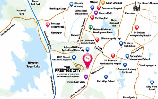 Prestige City Hyderabad Budvel - Location Map