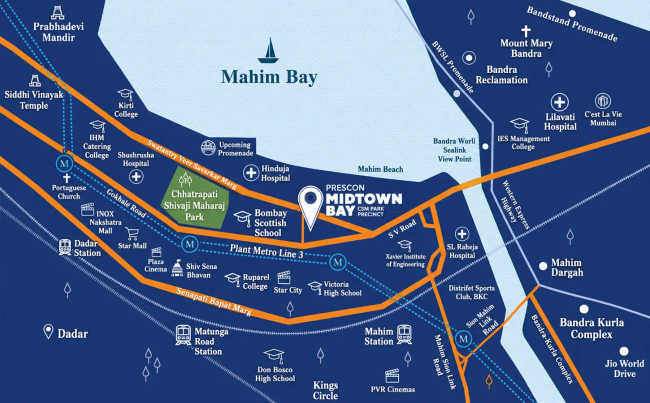 Prescon Midtown Bay Mahim - Location Map
