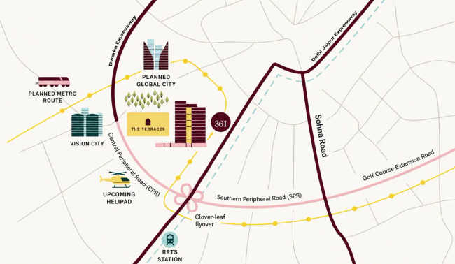 Max The Terraces Sector 36A - Location Map
