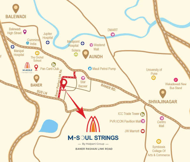 Malpani M-Soul Strings Baner - Location Map
