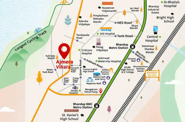 Ajmera 78 Lake Town Bhandup - Location Map