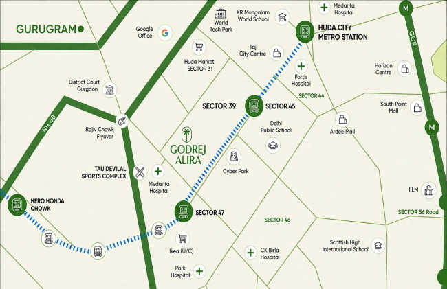 Godrej Alira Sector 39 - Location Map