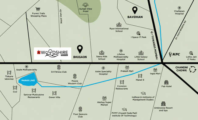 Kohinoor Woodshire Bhugaon - Location Map