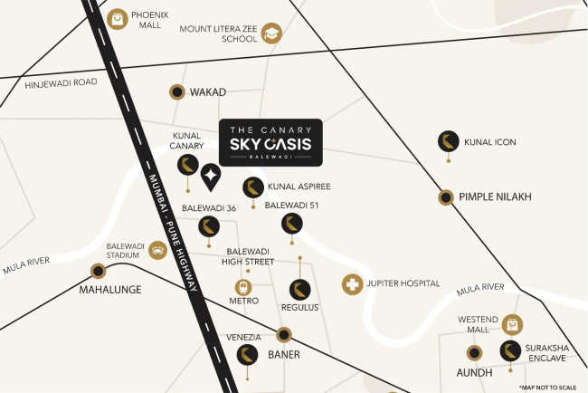 Kunal The Canary Sky Oasis Balewadi - Location Map