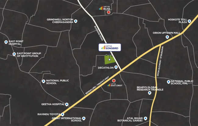 Sattva Songbird Budigere Cross - Location Map