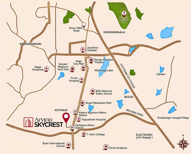 Arvind Skycrest Bannerghatta - Location Map