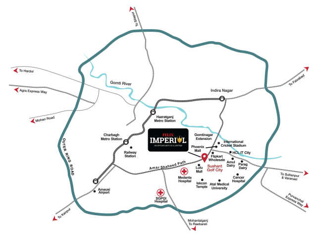 Vedshree Felix Imperial Sushant Golf City - Location Map
