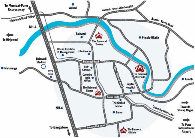 Kasturi The Balmoral Riverside Balewadi - Location Map